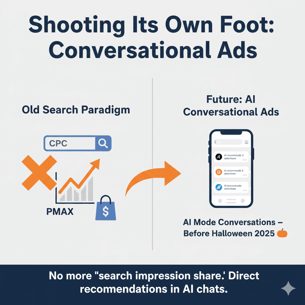 Why Google Might Be Shooting Its Own Foot — And Why It Will Still Win 2 Shooting Its Own Foot Conversational Ads